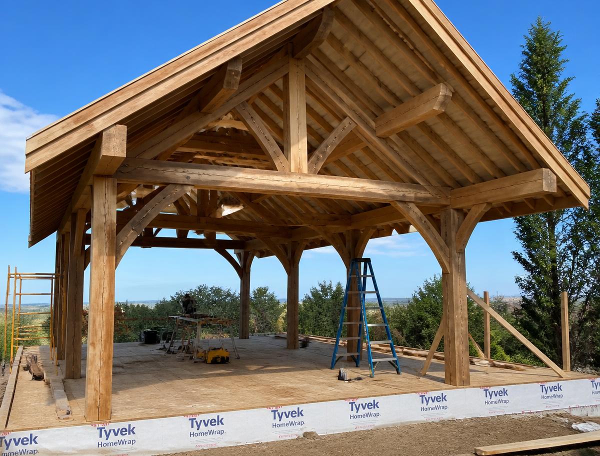 Build stage of a custom outdoor living project
