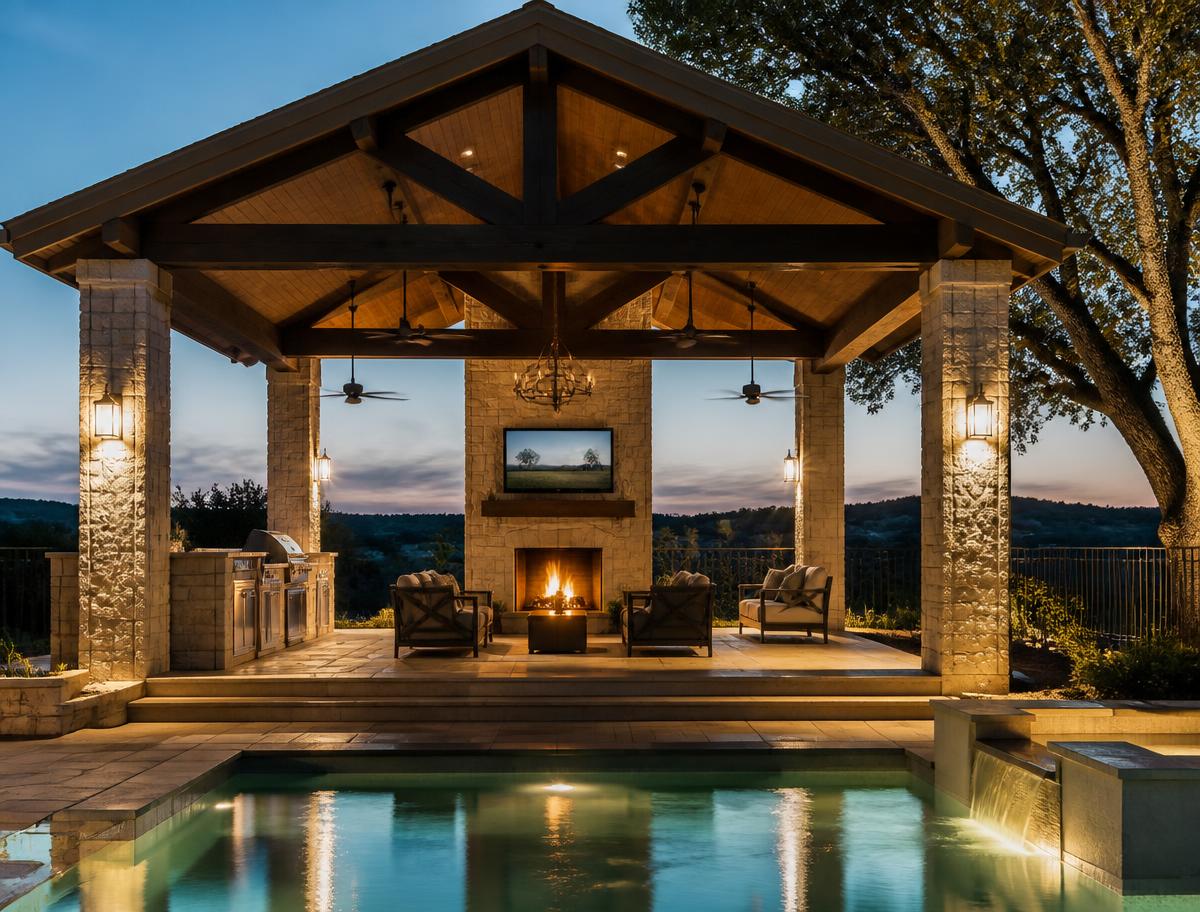 Finished stage of a custom outdoor living project