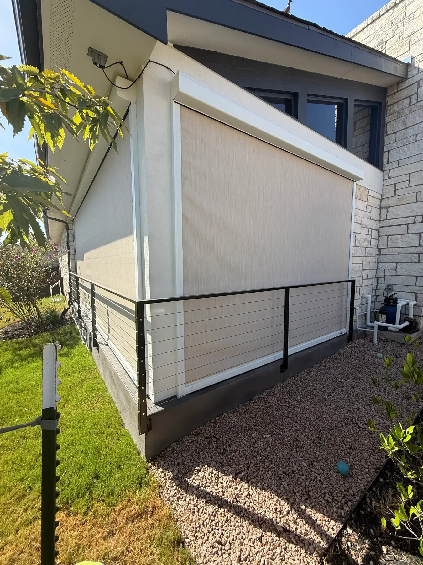 Completed motorized screens project by TWT Outdoor Living